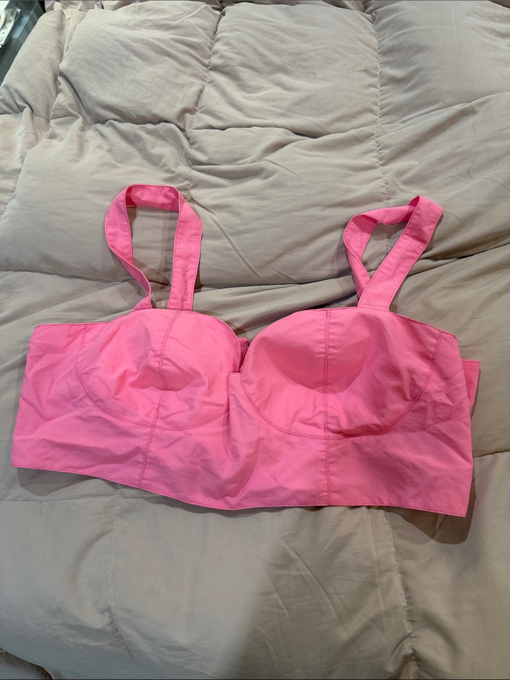 AFRM Hot Pink Structured Molded-Cup Crop Bralette